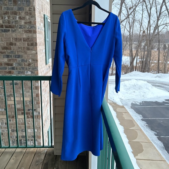 🆕🦋 Sachin & Babi Patrizia Cobalt Blue Asymmetric Midi Dress Long Sleeve Size 12 - Picture 5 of 17